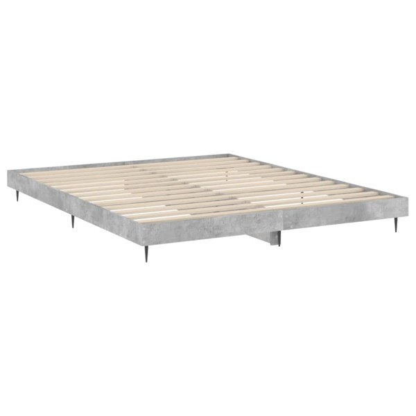 Estructura de cama madera contrachapada gris hormigón 150x200cm