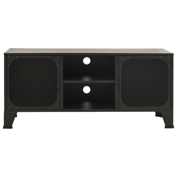 Mueble de TV metal y MDF gris 105x36x47 cm