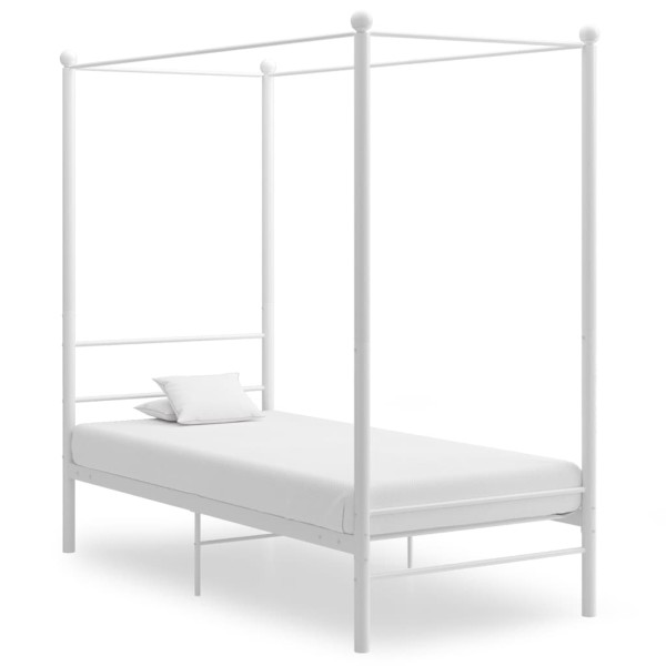 Estructura de cama con dosel metal blanco 100x200 cm