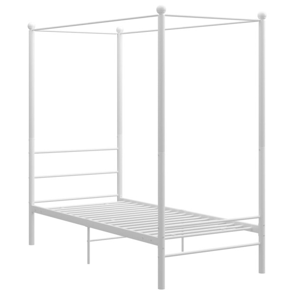 Estructura de cama con dosel metal blanco 100x200 cm