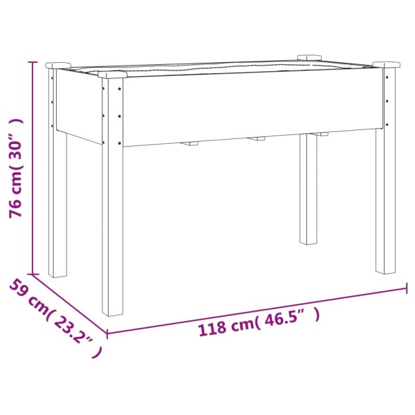 Jardinera con forro interior madera maciza abeto 118x59x76 cm