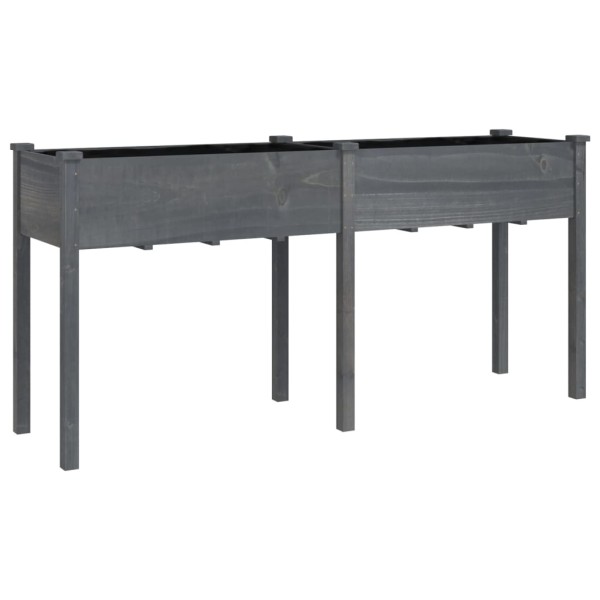 Jardinera con forro madera maciza de abeto gris 161x45x76 cm