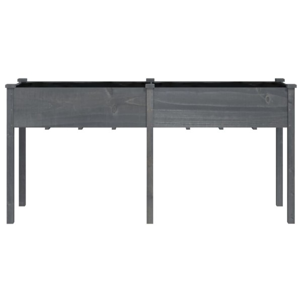 Jardinera con forro madera maciza de abeto gris 161x45x76 cm