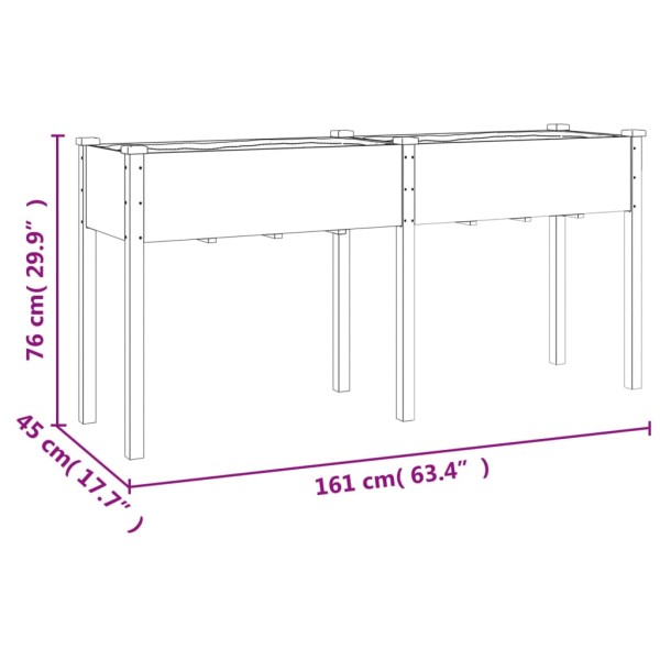 Jardinera con forro madera maciza de abeto gris 161x45x76 cm