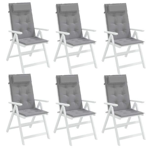 Cojines de silla con respaldo alto 6 uds tela Oxford gris