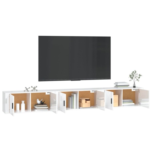 Muebles para TV de pared 3 uds blanco brillante 100x34,5x40 cm