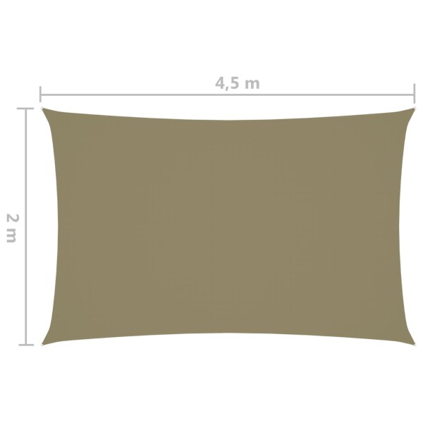 Toldo de vela rectangular tela Oxford beige 2x4,5 m