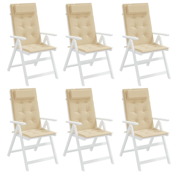 Cojines de silla con respaldo alto 6 uds tela Oxford beige