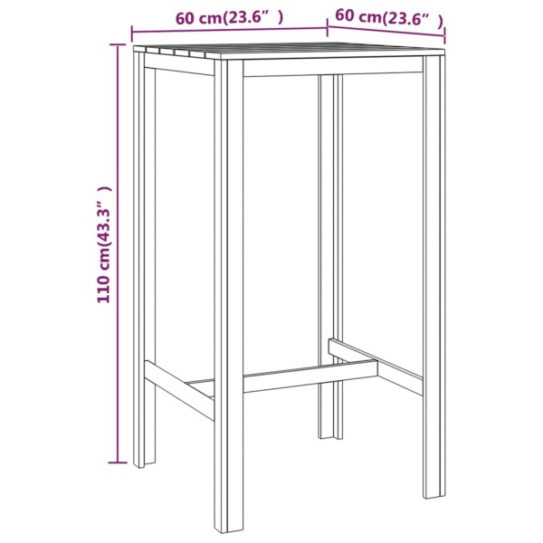 Mesa de bar madera de pino impregnada 60x60x110 cm