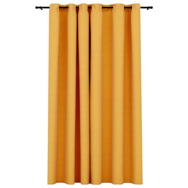 Cortina opaca con ojales look de lino amarillo 290x245 cm