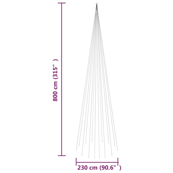 Árbol de Navidad en asta de bandera 1134 LED blanco frío 800 cm