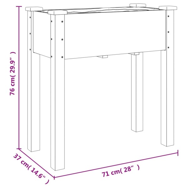 Jardinera con forro interior madera abeto marrón 71x37x76 cm