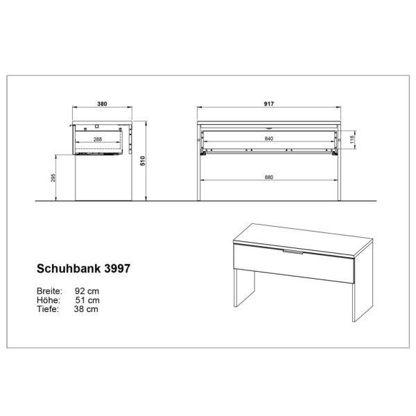 Germania Banco zapatero GW-Avino 38x92x51 cm roble Navarra y blanco