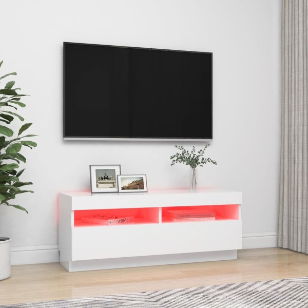 Mueble para TV con luces LED blanco 100x35x40 cm