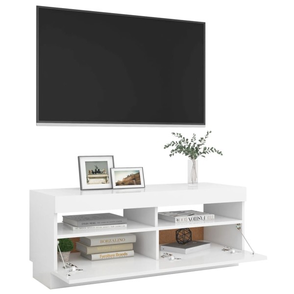 Mueble para TV con luces LED blanco 100x35x40 cm