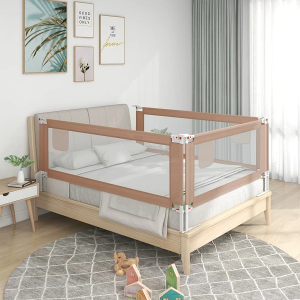 Barandilla de seguridad cama de niño gris taupe tela 120x25 cm