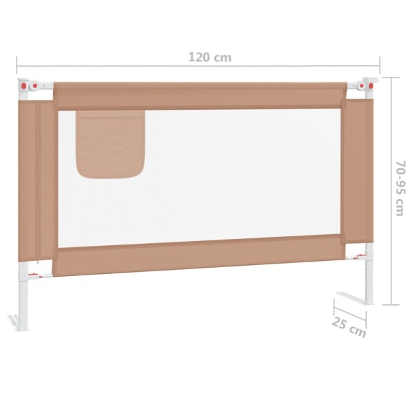 Barandilla de seguridad cama de niño gris taupe tela 120x25 cm