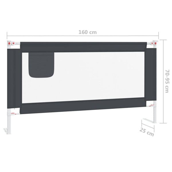 Barandilla de seguridad cama de niño gris oscuro tela 160x25 cm