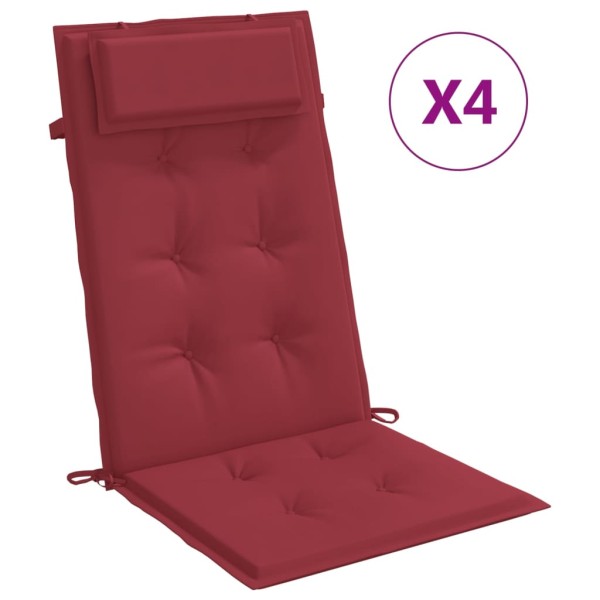 Cojines de silla con respaldo alto 4 uds tela Oxford rojo tinto