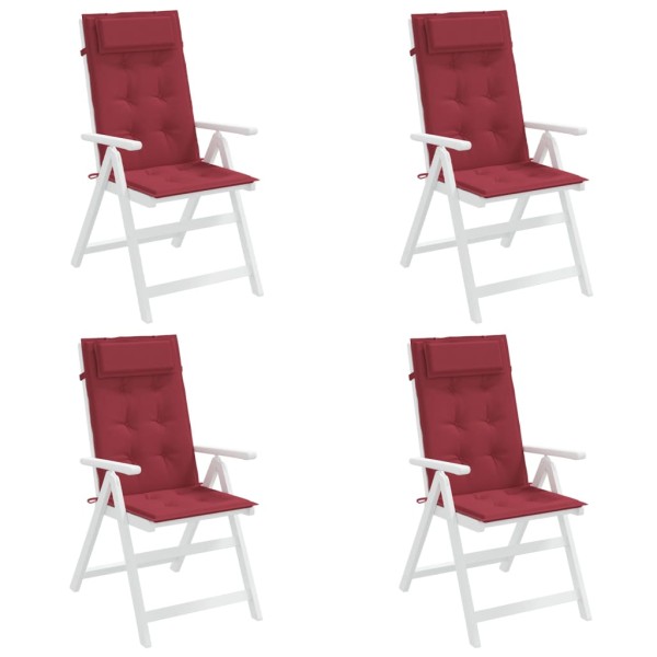 Cojines de silla con respaldo alto 4 uds tela Oxford rojo tinto