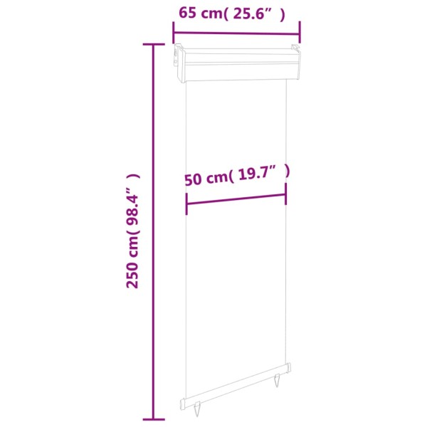 Toldo lateral de balcón color crema 65x250 cm