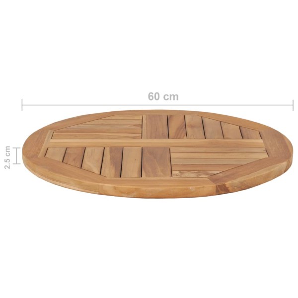 Superficie de mesa redonda madera maciza de teca 2,5 cm 60 cm