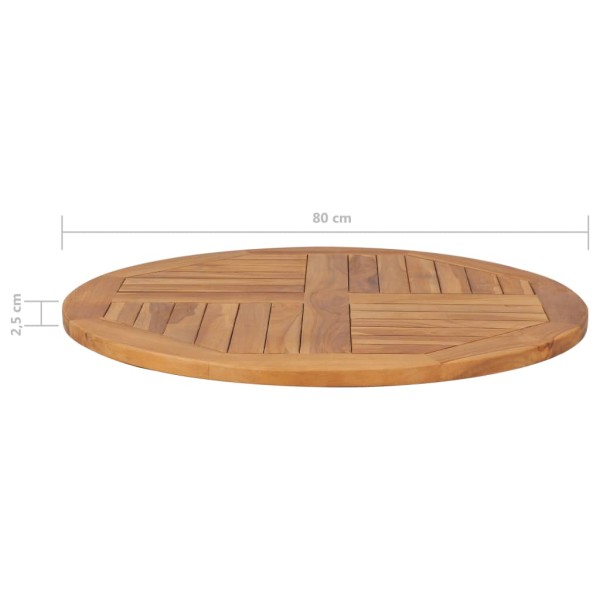 Superficie de mesa redonda madera maciza de teca 2,5 cm 80 cm