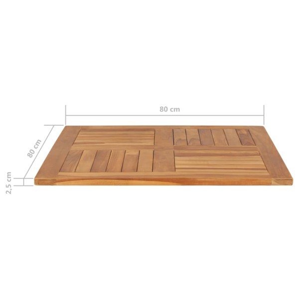 Superficie de mesa cuadrada madera maciza de teca 80x80x2,5 cm