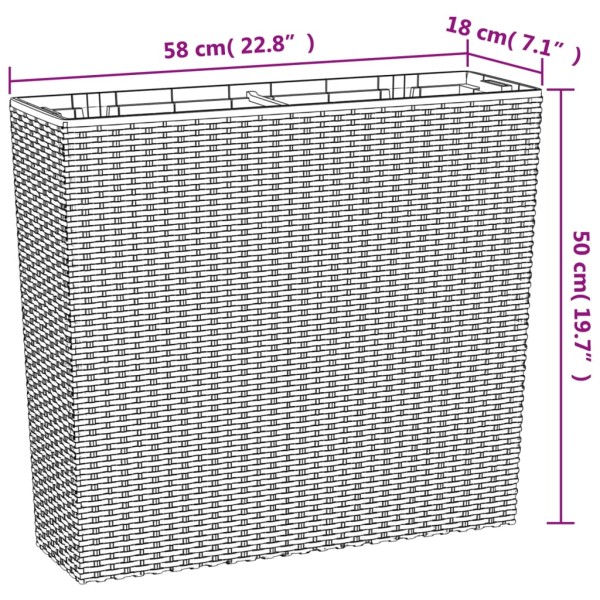 Macetero con interior extraíble PP ratán gris antracita 12/44 L