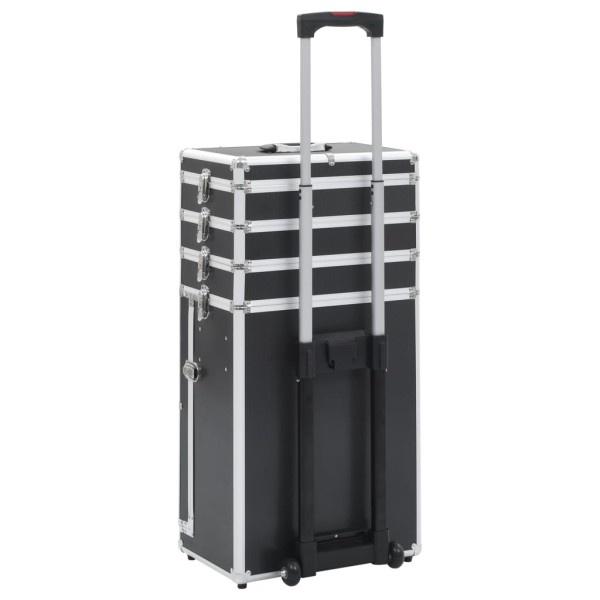 Maletín trolley de maquillaje de aluminio negro