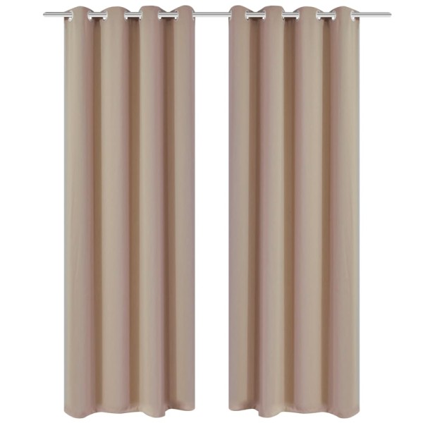 Cortinas opacas 2 piezas con ojales de metal 135x175 cm crema