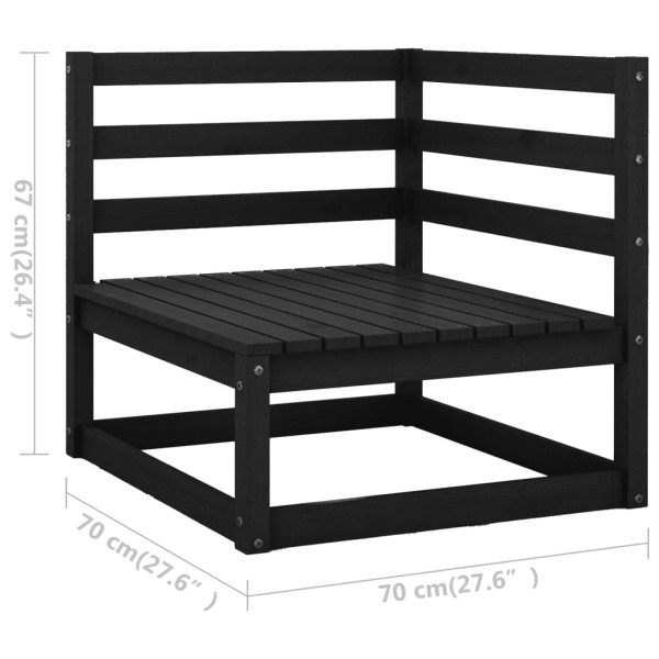 Juego de muebles de jardín 11 pzas madera maciza de pino negro