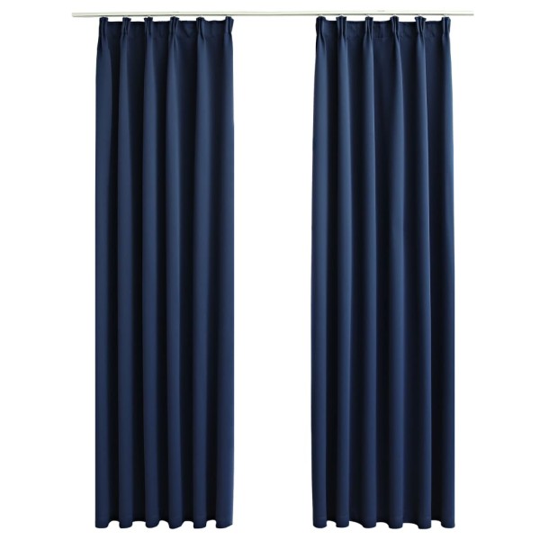 Cortinas opacas con ganchos 2 piezas azul 140x175 cm