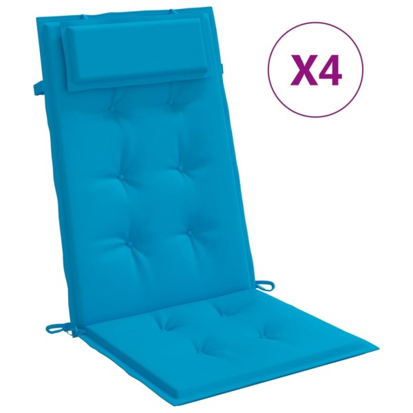 Cojines de silla con respaldo alto 4 uds tela Oxford azul claro