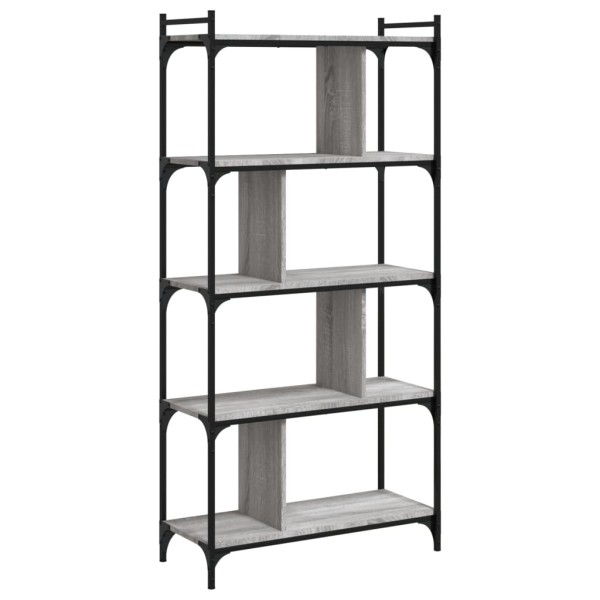 Librería 5 estantes madera ingeniería gris Sonoma 76x32x158 cm