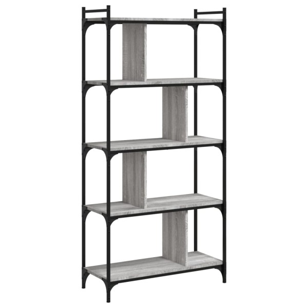 Librería 5 estantes madera ingeniería gris Sonoma 76x32x158 cm