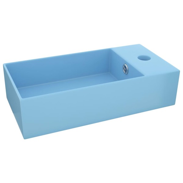 Lavabo con rebosadero cerámica azul claro