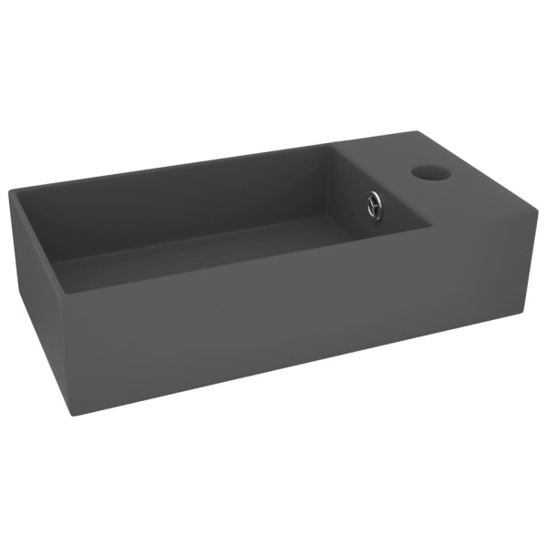 Lavabo con rebosadero cerámica gris oscuro