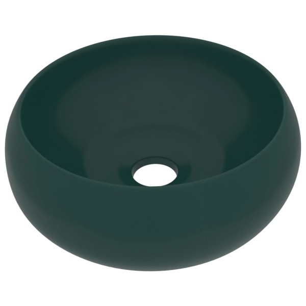 Lavabo de lujo redondo cerámica verde oscuro mate 40x15 cm