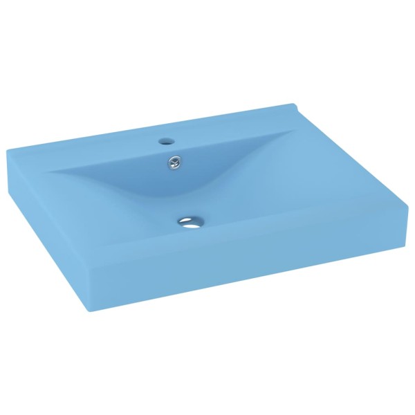 Lavabo de lujo con grifo cerámica 60x46 cm azul claro