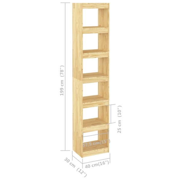 Estantería/divisor de espacios madera maciza pino 40x30x199 cm