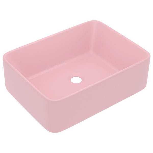 Lavabo de lujo de cerámica rosa mate 41x30x12 cm