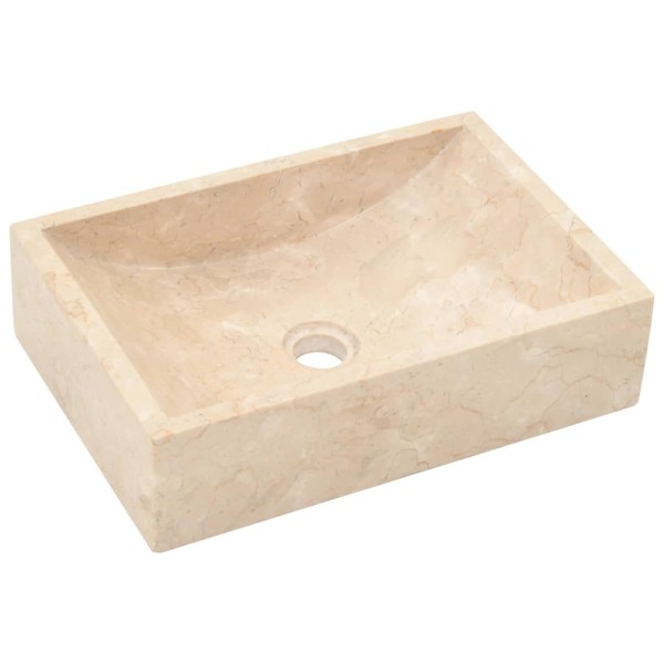 Lavabo de mármol crema con brillo 45x30x12 cm