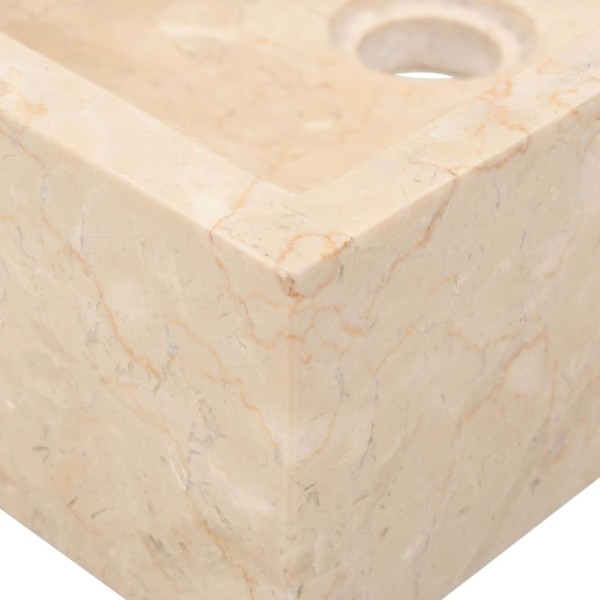 Lavabo de mármol crema con brillo 45x30x12 cm