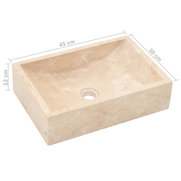 Lavabo de mármol crema con brillo 45x30x12 cm