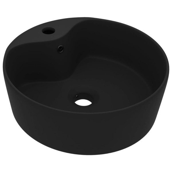 Lavabo lujoso con rebosadero cerámica negro mate 36x13 cm