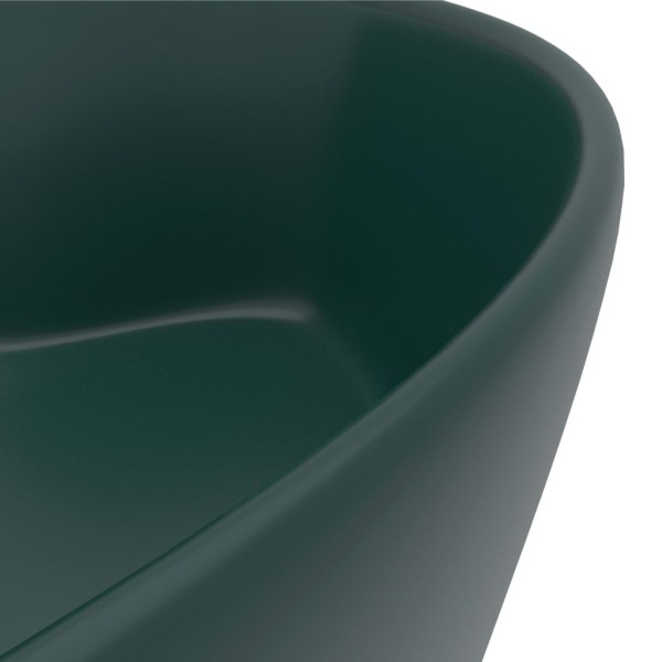 Lavabo lujo con rebosadero cerámica verde oscuro mate 36x13 cm