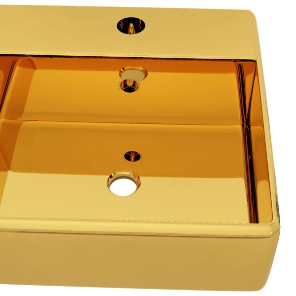 Lavabo con rebosadero 41x41x15 cm cerámica dorado