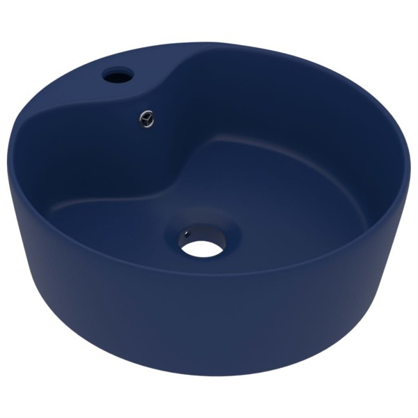 Lavabo lujo con rebosadero cerámica azul oscuro mate 36x13 cm