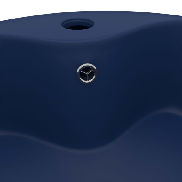 Lavabo lujo con rebosadero cerámica azul oscuro mate 36x13 cm